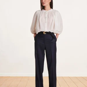 Pantalon bleu marine droit large upcyclé