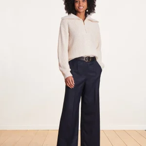 Pantalon bleu marine droit 7/8ème upcylé