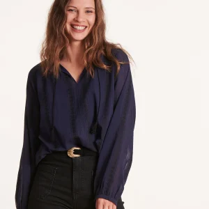 Top ample bleu marine rayé