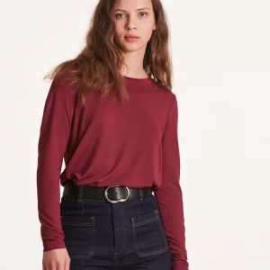 T-shirt bordeaux ample manche longues