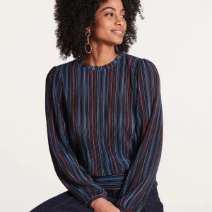 T-shirt bleu rayé manches longues