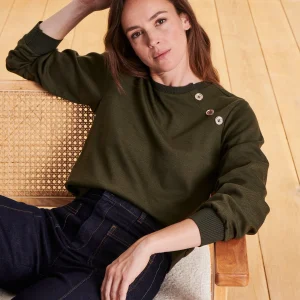 Sweatshirt kaki manches longues