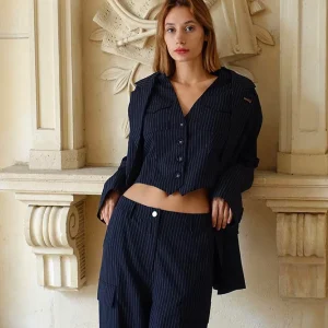 Gilet sans manches Florine rayure Marine