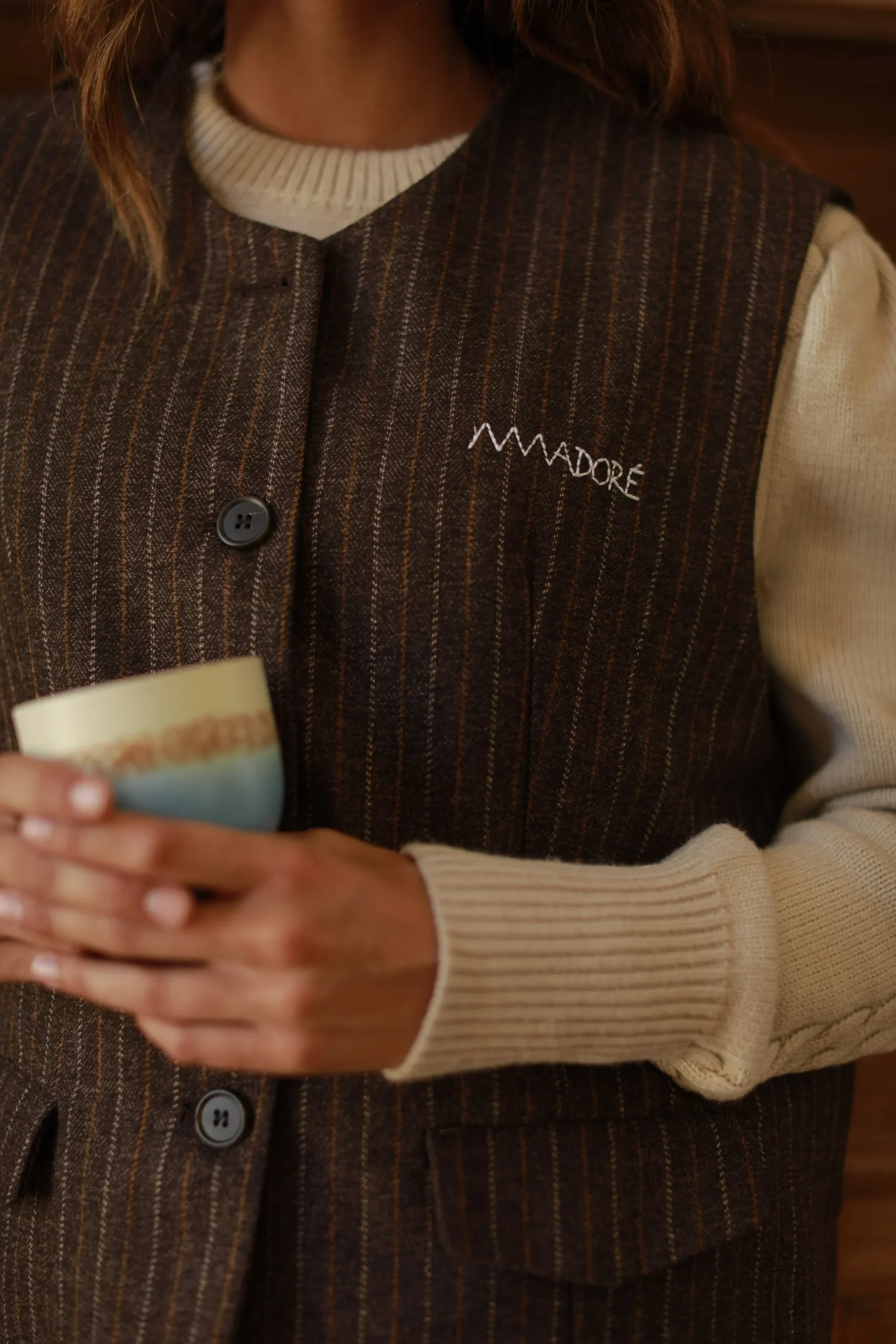 Gilet Francis à rayures fines façon laine – Image 6