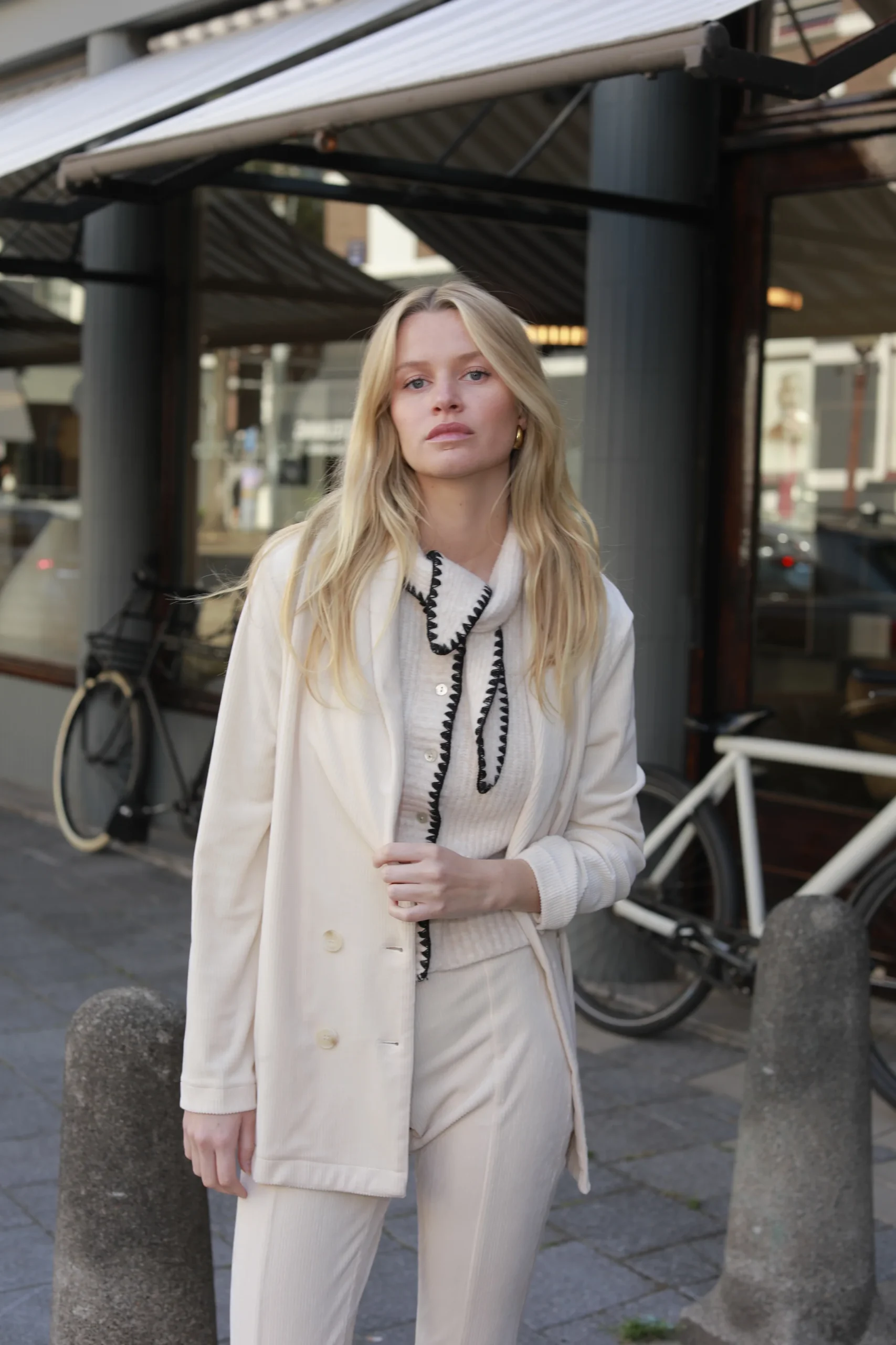 Veste tailleur Ellen écru en velours