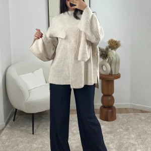 GILET ÉCHARPE BEIGE LINA