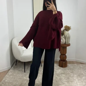 GILET ÉCHARPE BORDEAUX LINA