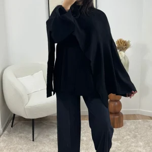 GILET ÉCHARPE NOIR LINA