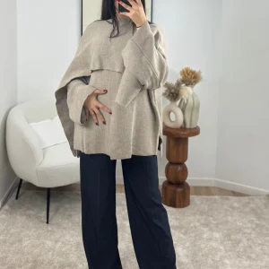 GILET ÉCHARPE TAUPE LINA