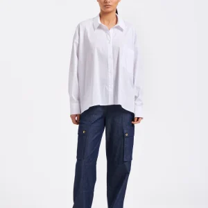 Chemise blanche oversize en popeline de coton