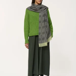 Écharpe imprimé pied-de-poule en laine