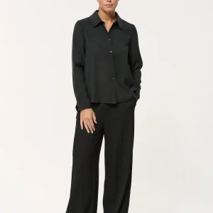 Chemise droite noire en cupro