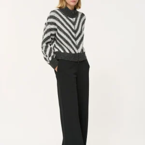 Gilet oversize gris et blanc col montant