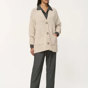 Cardigan oversize blanc en maille épaisse