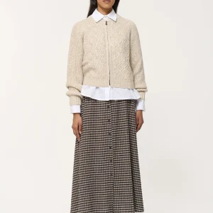 Gilet beige épais à torsades graphiques