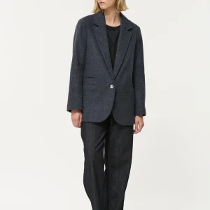 Manteau tailleur gris anthracite en lainage