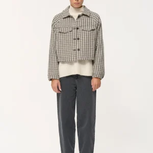 Blouson court oversize à motif pied-de-poule