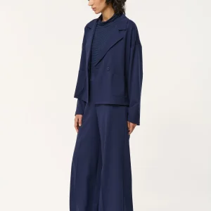 Pantalon large bleu marine en jersey stretch