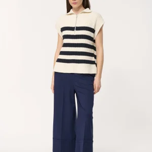 Pantalon large bleu marine longueur 7/8ème