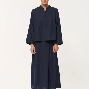 Top oversize bleu marine à imprimé pied-de-poule