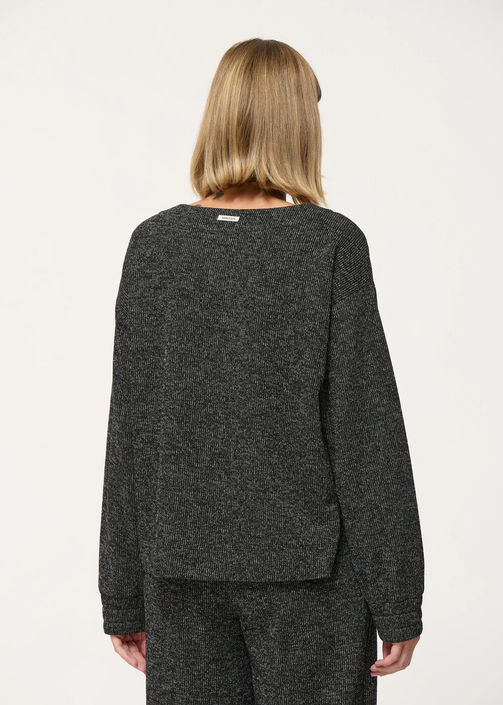 Sweatshirt oversize noir manches longues – Image 3