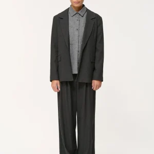 Veste tailleur gris foncé à motif pied-de-puce