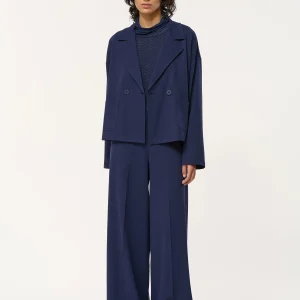 Veste tailleur bleu marine oversize en jersey milano