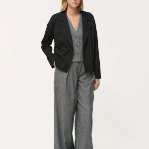 Veste tailleur noire oversize en jersey milano