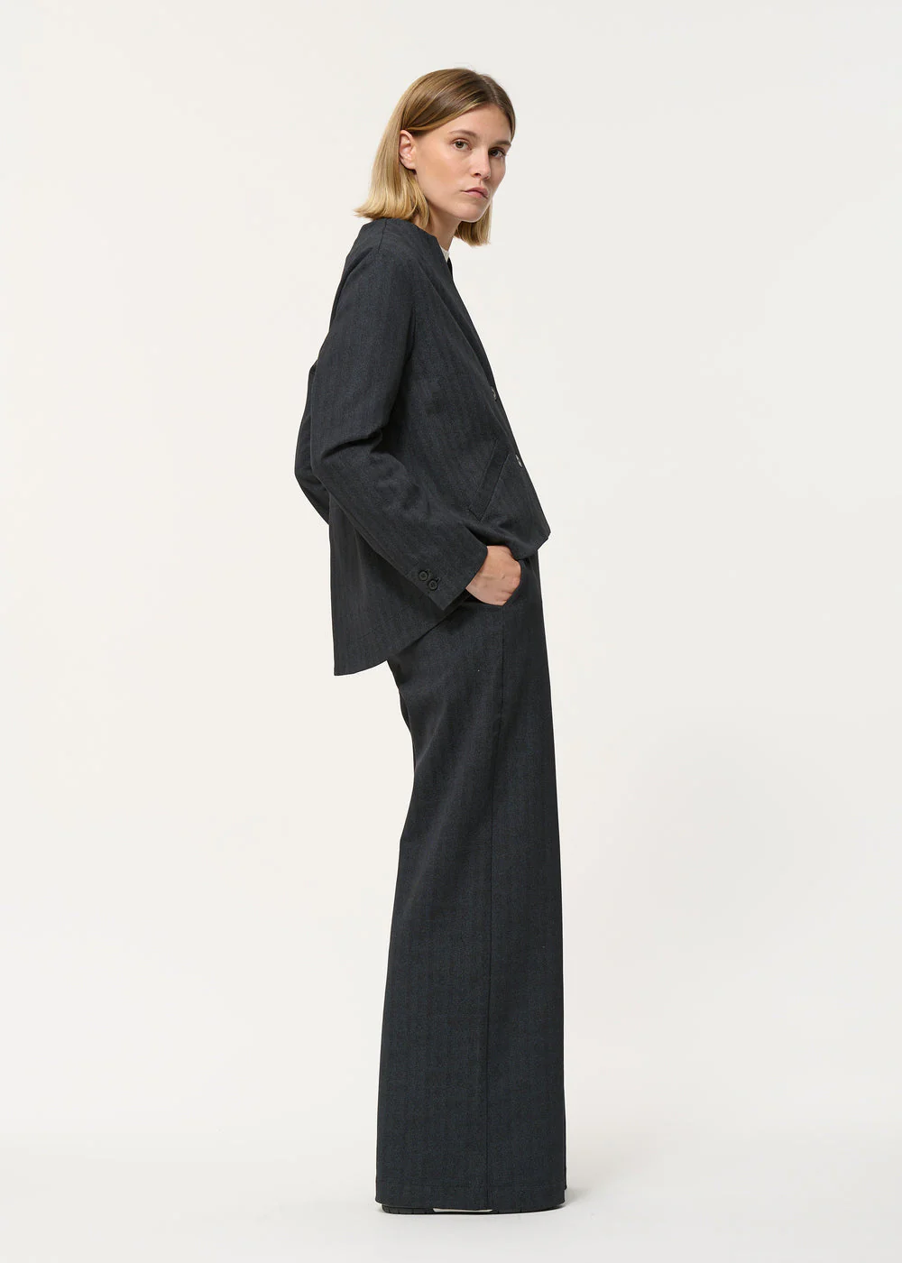 Veste trapèze gris foncé à imprimé chevrons