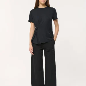 Jean noir large taille haute en coton biologique