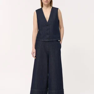 Pantalon large en denim brut longueur 7/8ème