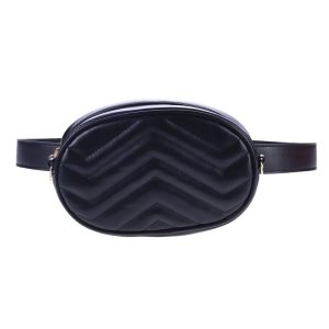 Sac Ceinture Matelassé Chevron Noir JANE