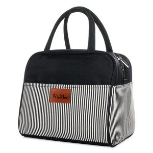 Lunch Bag Femme Rayé – Noir