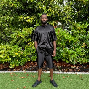 Chemise et short satin noir