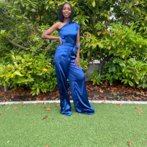 Combinaison satin bleu