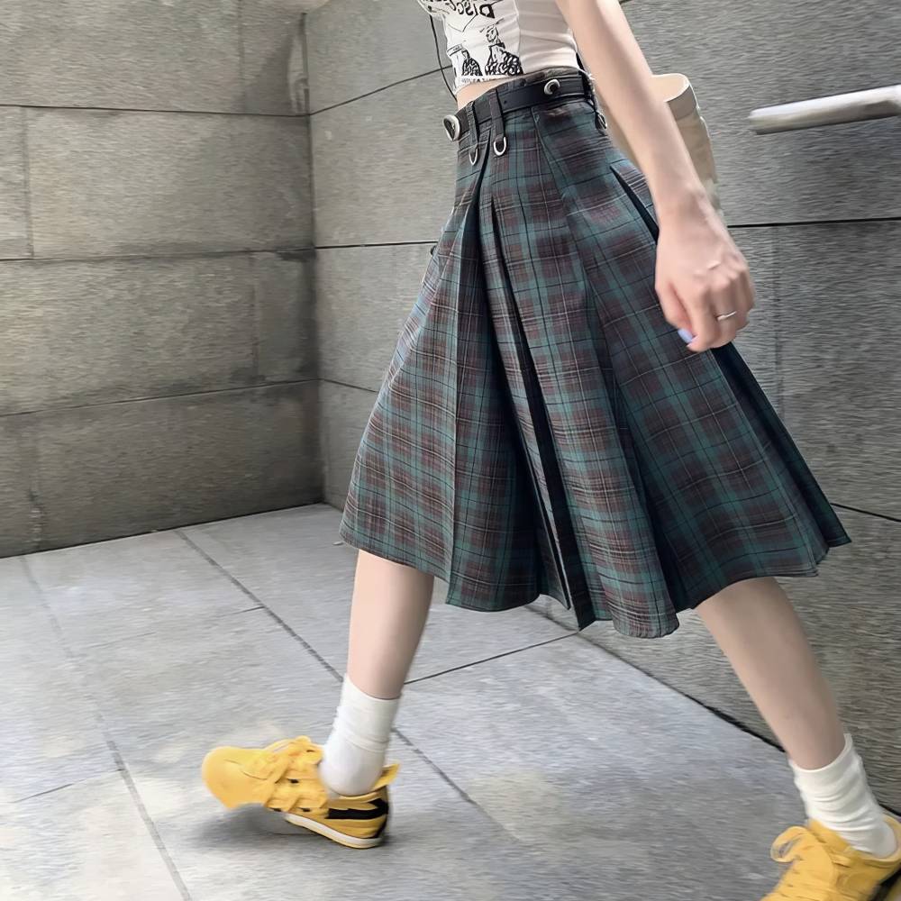 Jupe Écossaise Longue Tartan Vert Et Noir – Image 4