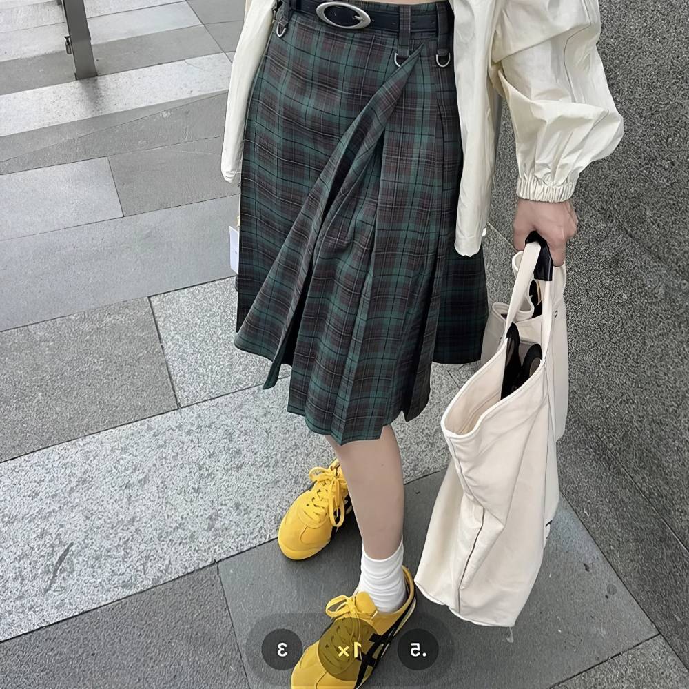 Jupe Écossaise Longue Tartan Vert Et Noir – Image 2