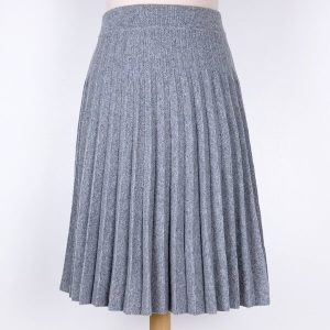 Jupe en laine mi-longue plissée gris – Sophie – Exclusivité – Mini-série