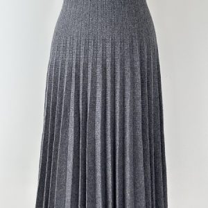 Jupe laine mi longue plissée gris foncé – Isabelle