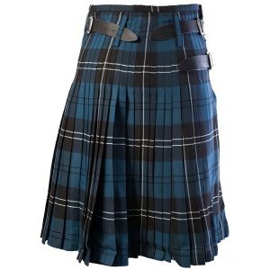 Kilt Écossais Bleu et Noir Plissé