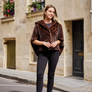 LEONIE - Cape en fausse fourrure