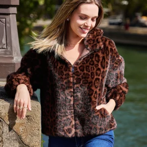 LIMA - Veste en fausse fourrure à capuche