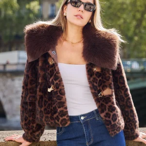 LYDIA - Veste en fausse fourrure imprimé léopard