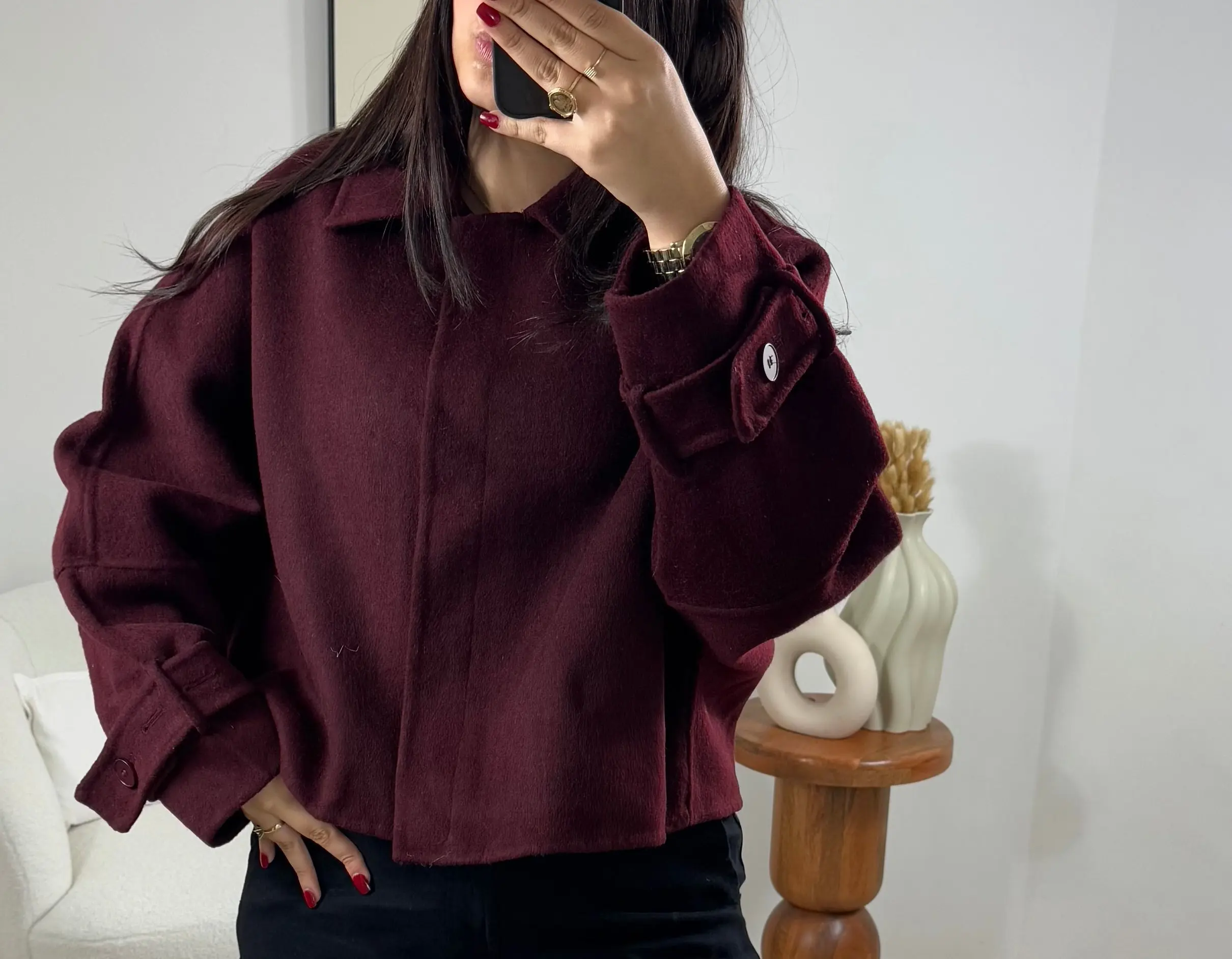 MANTEAU COURT PURE LAINE JADE PREMIUM – Image 4