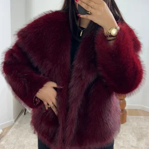 MANTEAU FAUSSE FOURRURE BORDEAUX PREMIUM
