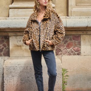 MARGOT - Veste en fausse fourrure imprimé léopard