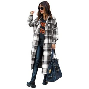 Manteau Écossais Noir Et Blanc