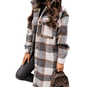 Manteau Motif Écossais