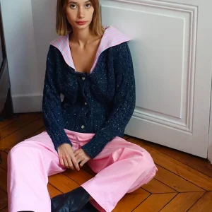 Pull col chemise Philipinnes Marine