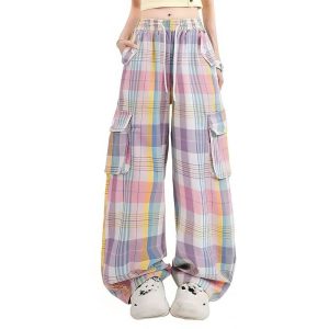 Pantalon Cargo Écossais À Carreaux Multicolores
